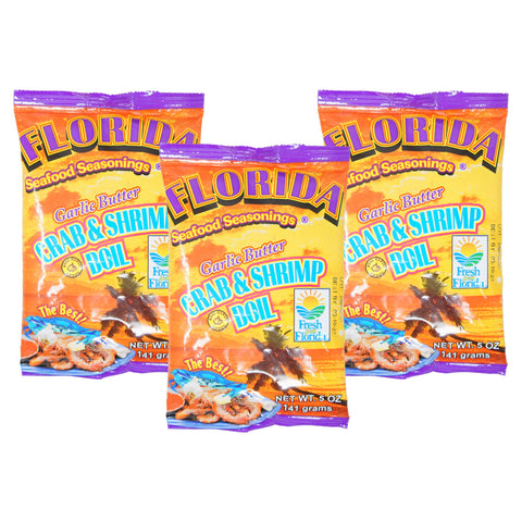 Florida Seafood Seasoning Garlic Butter Crab & Shrimp Boil 5 oz, 3 Pack | Flavorful Seafood Boil Seasoning