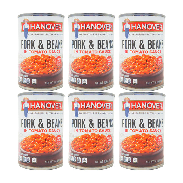 Hanover Pork & Beans in Tomato Sauce – Classic Comfort Food, 15 oz Can (6 Pack)