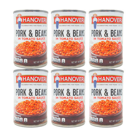 Hanover Pork & Beans in Tomato Sauce – Classic Comfort Food, 15 oz Can (6 Pack)