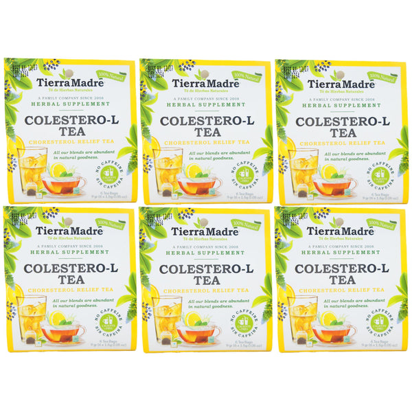 Tierra Madre Colesterol-L Cholesterol   Tea Relief - Herbal Supplement 6 tea bag (6 Pack)
