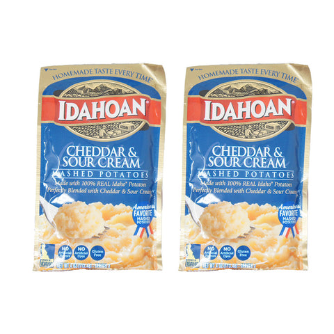 Idahoan Mashed Potatoes, Cheddar and Sour Cream, 4 oz Bag (2 Pack)
