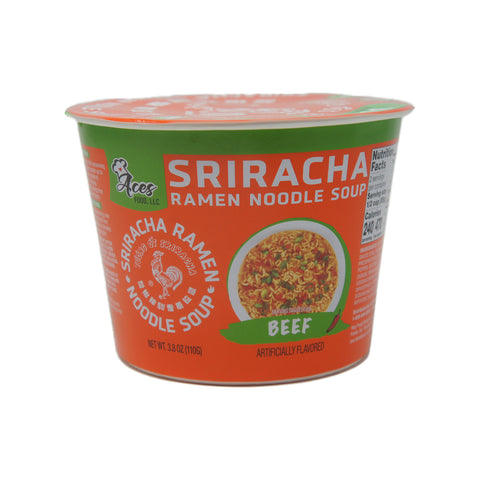 Aces Food Siracha Ramen Noodle Soup, Beef Flavor, 3.8 oz