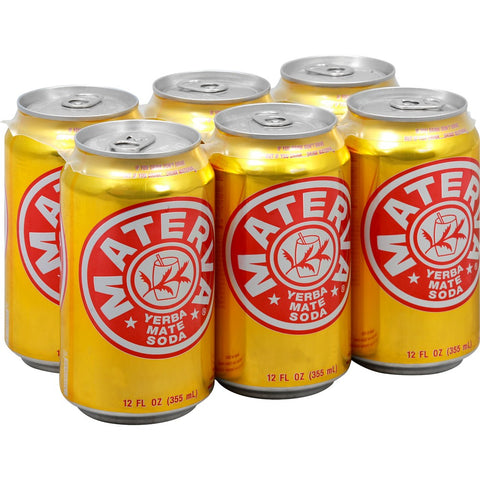 Materva Yerba Mate Flavored Soda, 6-12 fl oz Cans