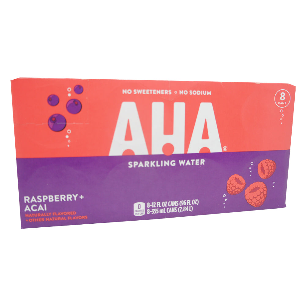 AHA, Sparkling Water, Raspberry + ACAI, (8 Pack) 12 oz