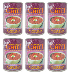 Amy's Organic Meatless Chili Black Bean, Low Fat Mediun Heat, 15 oz Cans (6 Pack)