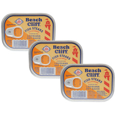 Beach Cliff, Fish Steaks Bite Size Herring, Louisiana Hot Sauce, 3.75 oz Can (3 pack)