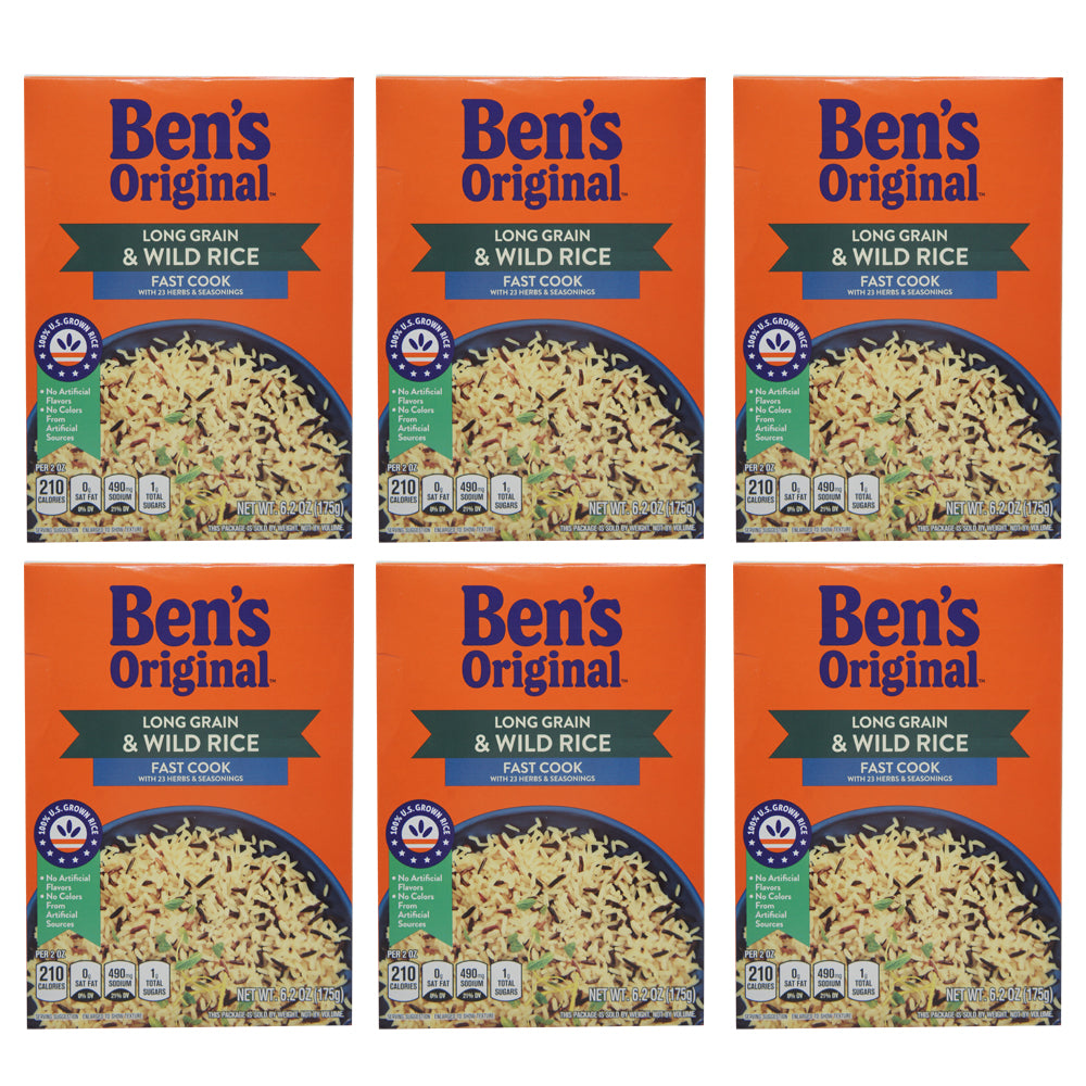Ben's Original, Long Grain & Wild Rice, Fast Cook, 6.2 oz (6 Pack)