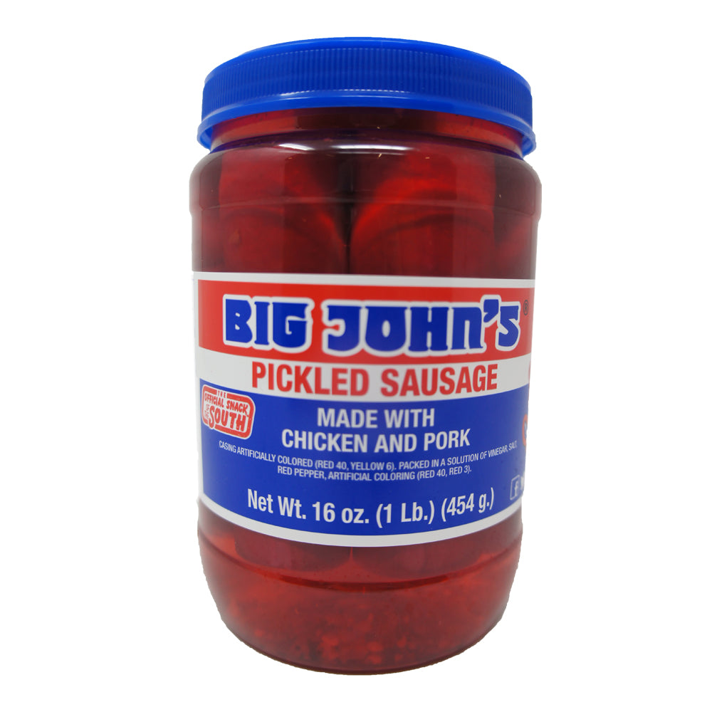 Big John's Pickled Sausage, Made with Chicken and Pork, 16 oz Jar