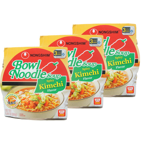 Bowl Noodle Soup, Spicy Kimchi Flavor, 3.03 oz (3 Pack)