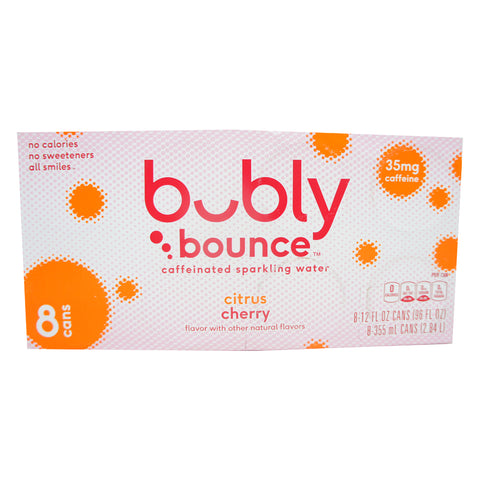 Bubbly Bounce, Caffeinated Sparkling Water, Citrus cherry, 12 oz (8 pack)