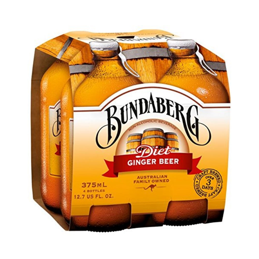 Bundaberg Diet Ginger Beer, 12.7 Fl Oz Bottle (4 Pack)
