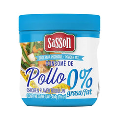 Sasson Chicken Flavor Bouillon Fat Free 16oz - Base Para Preparar Consome de Pollo Intercampo