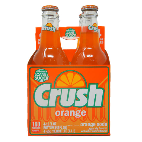 Crush, Orange Soda, 12 oz Glass Bottles (4 Pack)