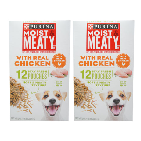 Purina Moist & Meaty with Real Chicken 72 oz 12 pouches (2 pack)