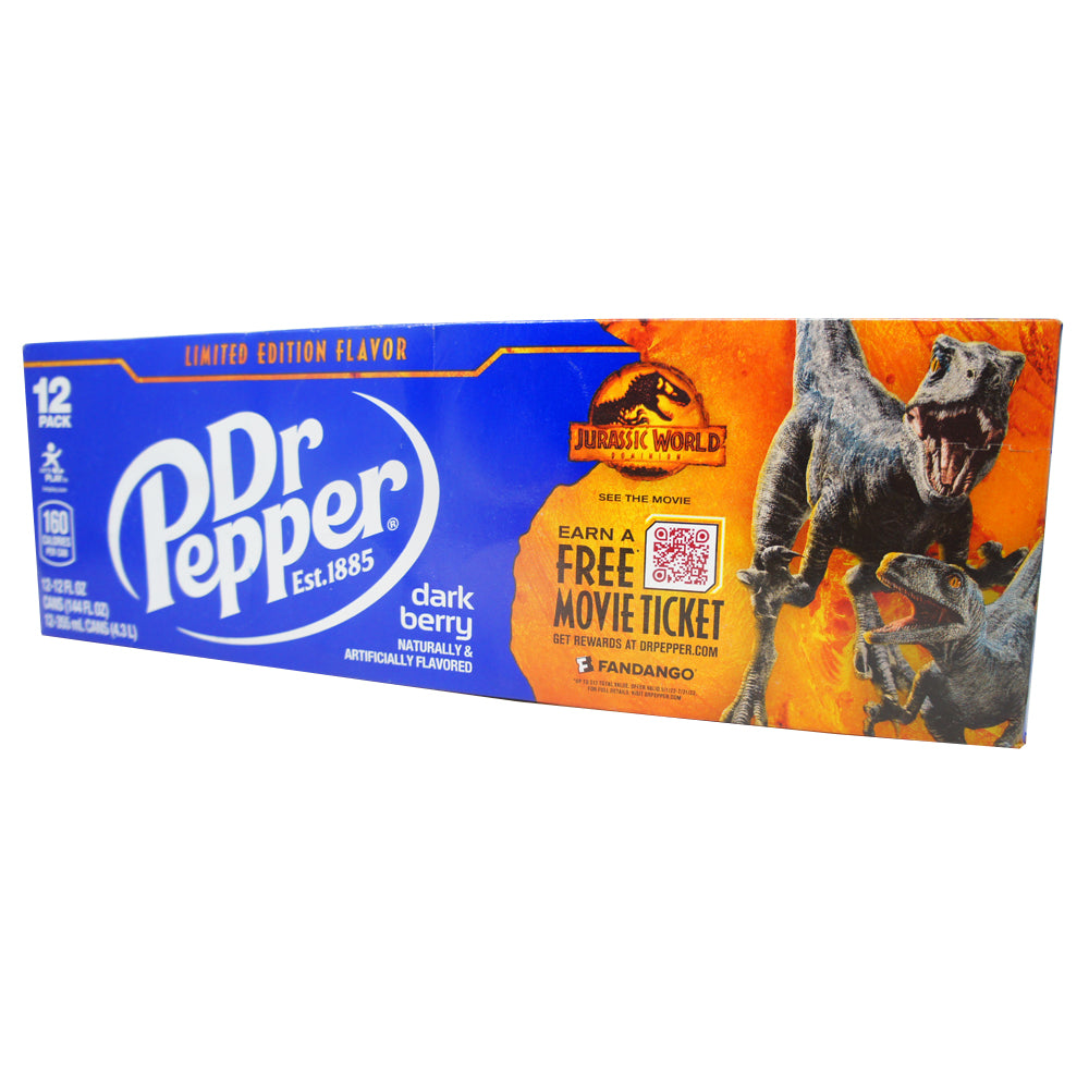 Dr Pepper, Jurassic World Limited Edition, Dark Berry Flavored, 12 oz (12 Pack)