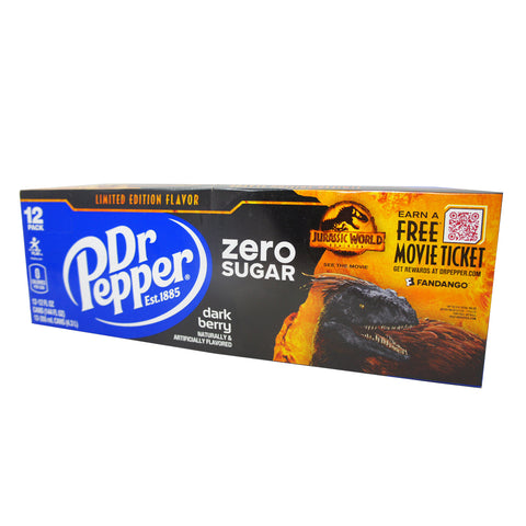 Dr Pepper, Limited Edition Flavored, Zero Sugar Naturally & Artificially Flavored, Jurassic World, Pyroraptor 12 oz (12 Pack)
