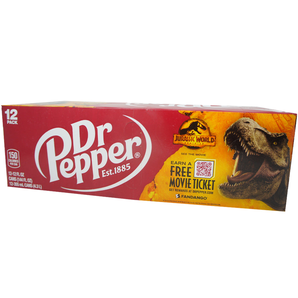 Dr Pepper, Jurassic World Limited Edition, Dark Berry Flavored, T-Rex 12 oz Can (12 pack)