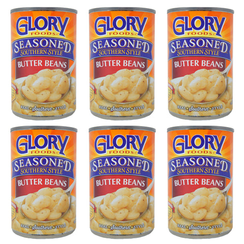 Glory Foods, Seasoned Southern Style, Butter beans, 15 oz (6 Pack)