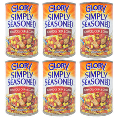 Glory Foods, Simply Seasoned, Tomatoes, Okra & Corn, 14.5 oz (6 Pack)