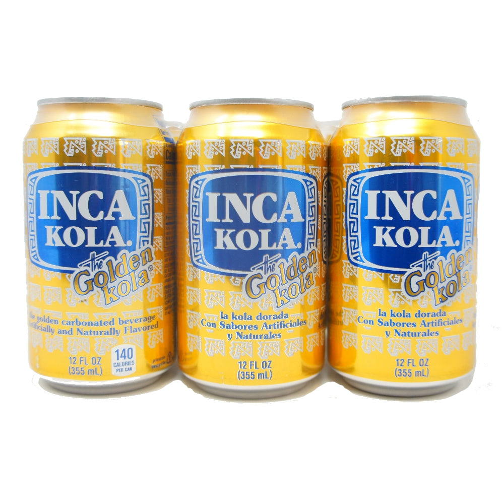 Inca Kola The Golden Kola La Kola Dorada The Golden Carbonated Beverage 12 FL OZ 6 Can Pack