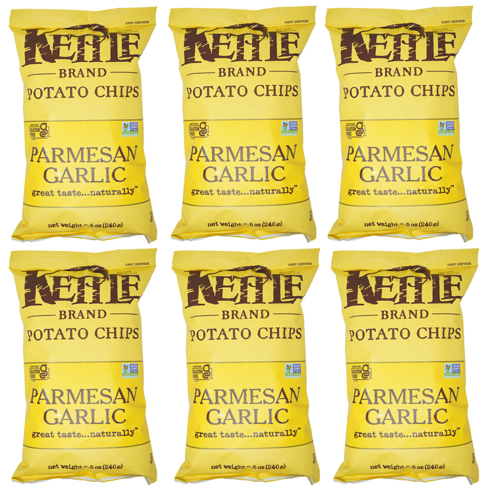Kettle, Brand Potato Chips, Parmesan Garlic, 8.5 oz (6 pack)