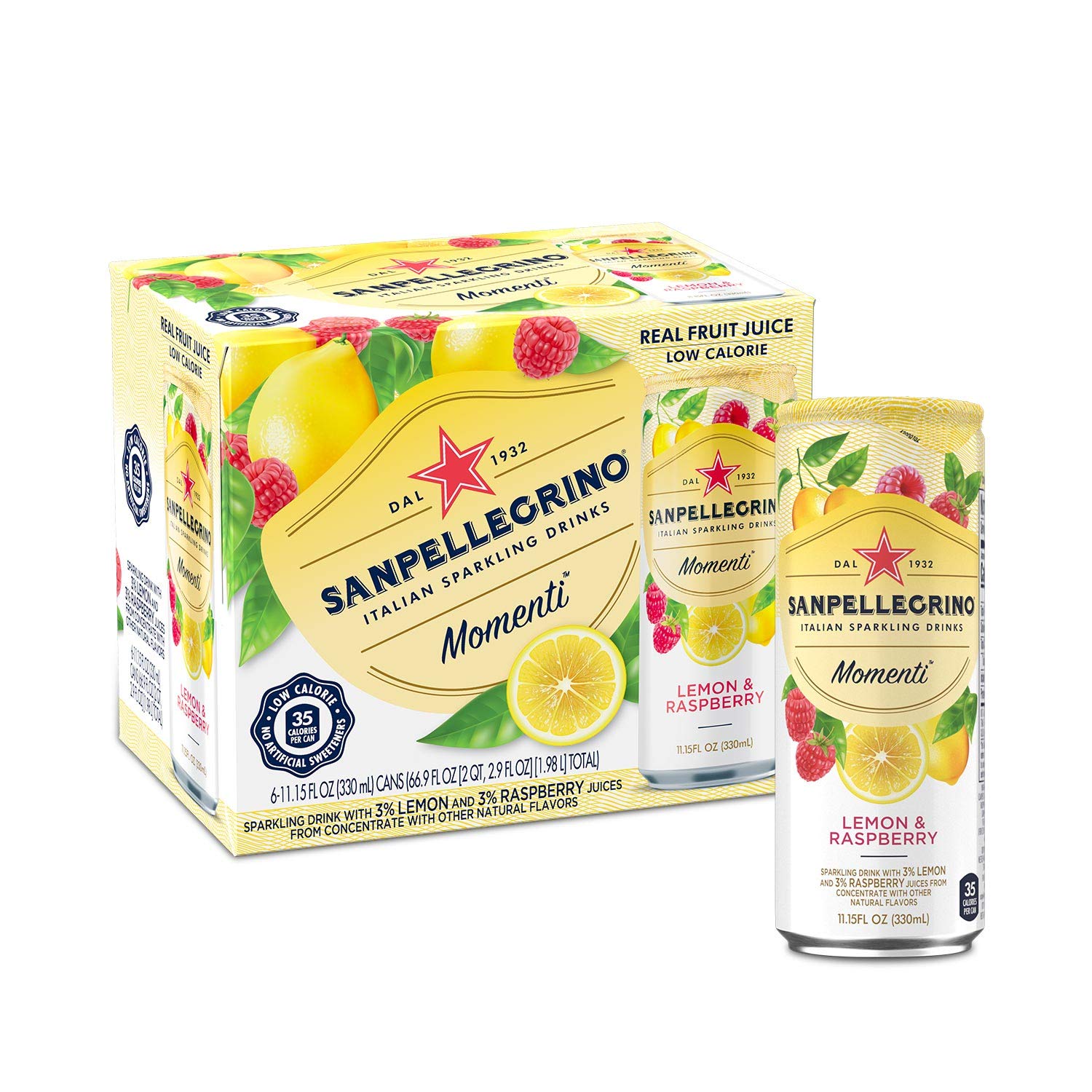 San Pellegrino Value Pricing Momenti Sparkling Drink Lemon Raspberry, 11.15 Fl Oz, 6 Pack