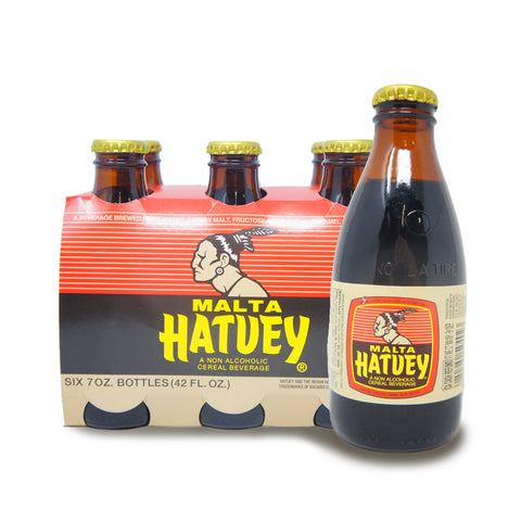 Malta Hatvey, A Non Alcoholic Cereal Beverage, 7 oz pack and 1