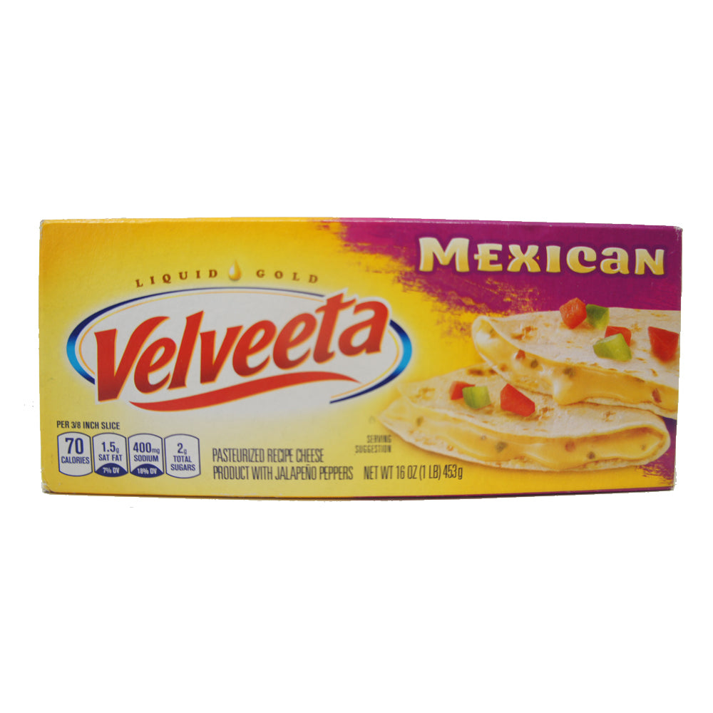 Velveeta Mexican liquid gold Cheese with Jalapeño Peppers, 16 oz Bar