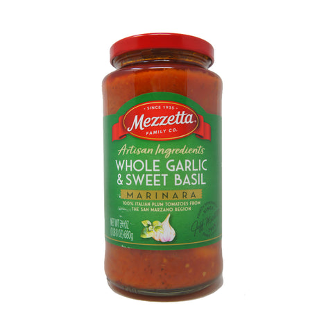 Mezzetta Family Co, Artisan Ingredients, Whole Garlic & Sweet Basil, Marinara 24 oz