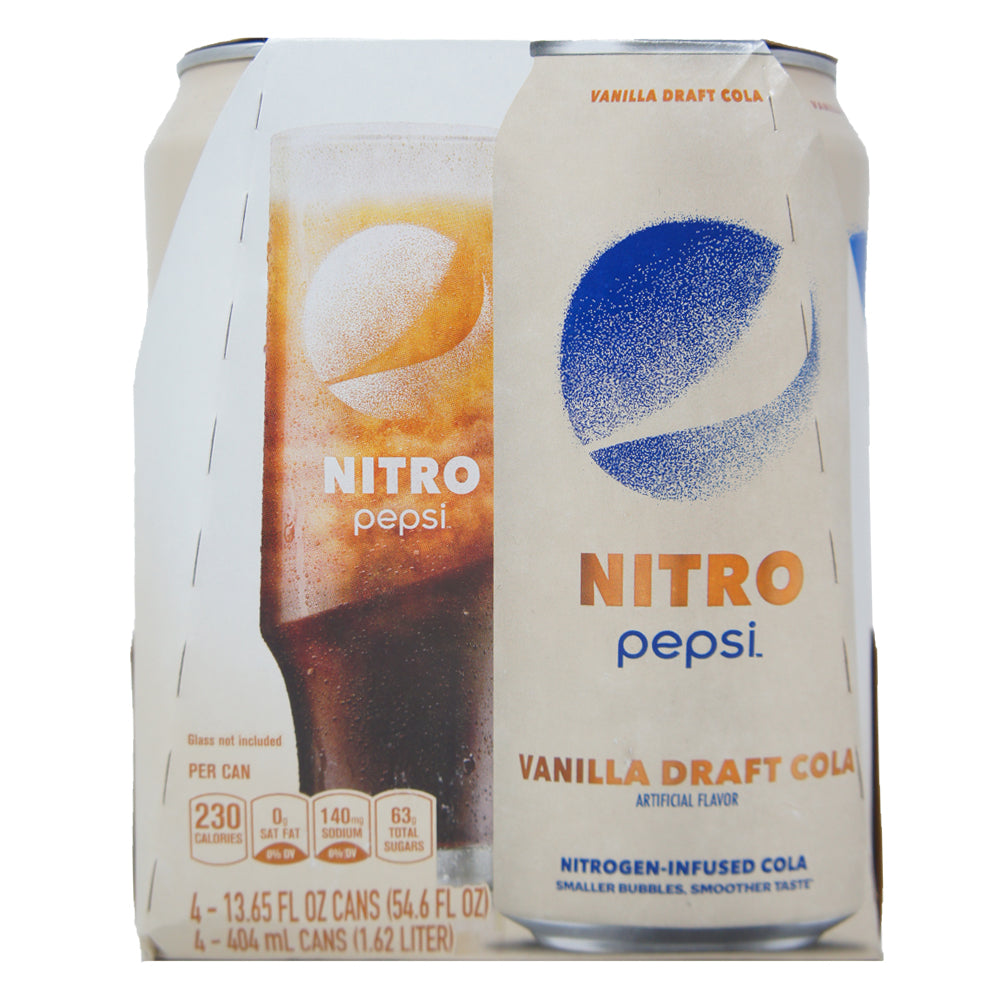 Pepsi Nitro, Vanilla Draft Co Natural Flavor, 13.65 oz Can (4 pack)