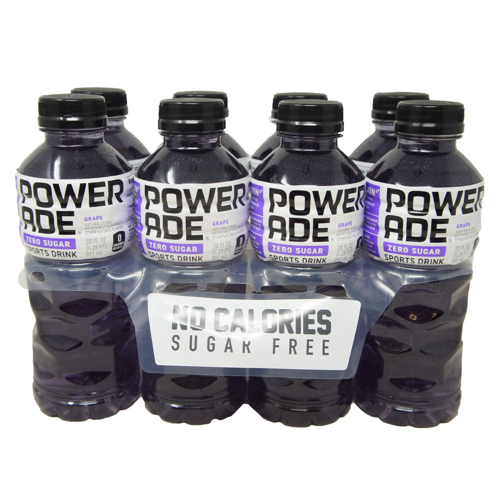 Powerade, Grape Zero Sugar, Sports Drink, 20 oz (8 pack)