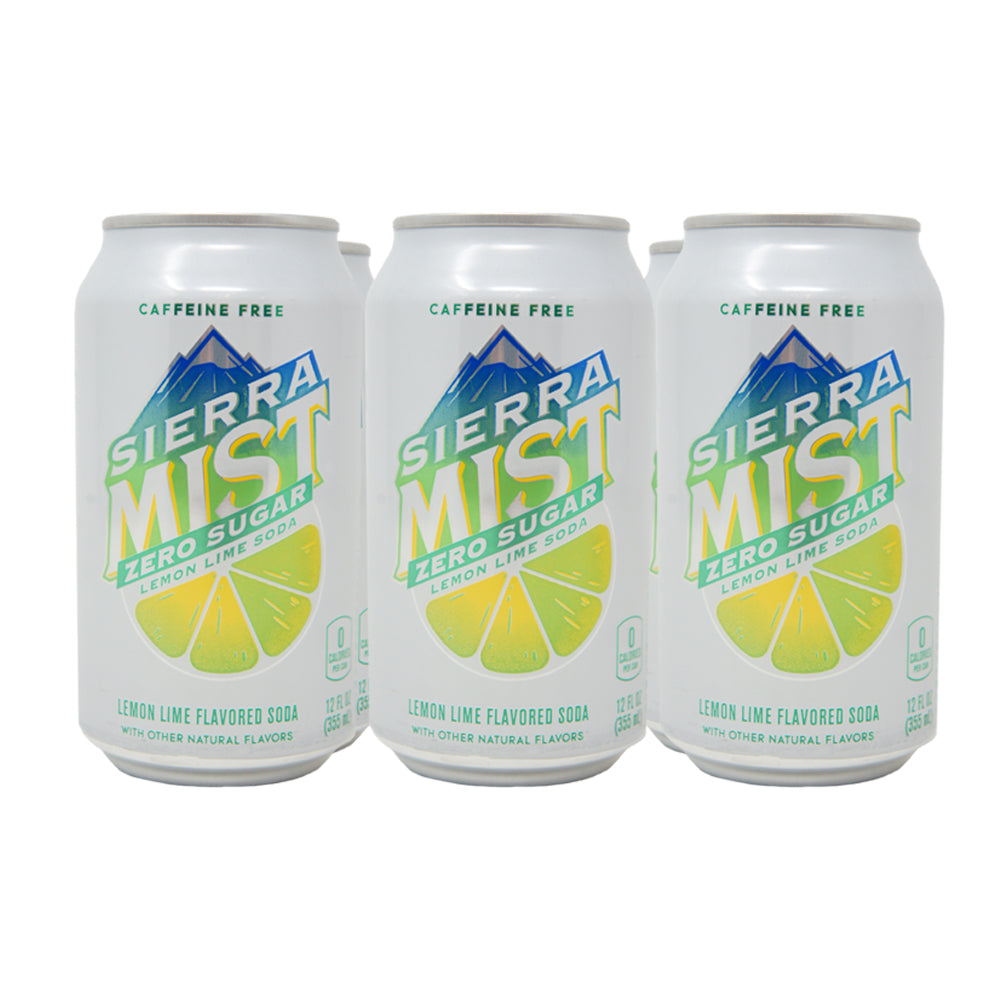 Sierra Mist, Zero Sugar, Lemon Lime Soda, 12 oz can (6 pack)