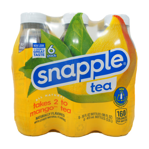 Snapple Tea, Takes 2 To Mango Tea Naturally Flavored, 16 oz (6 pack)