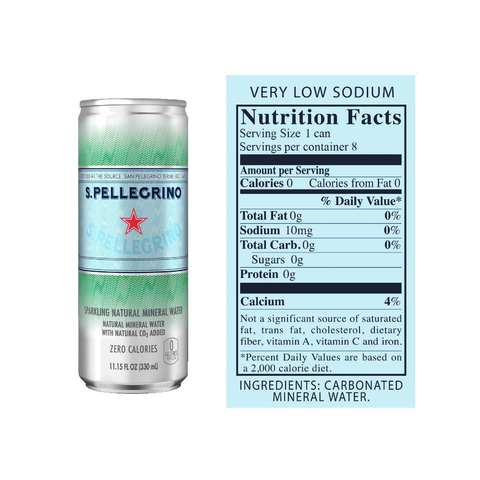 S.Pellegrino Sparkling Natural Mineral Water, 11.15 Fl Oz Can 