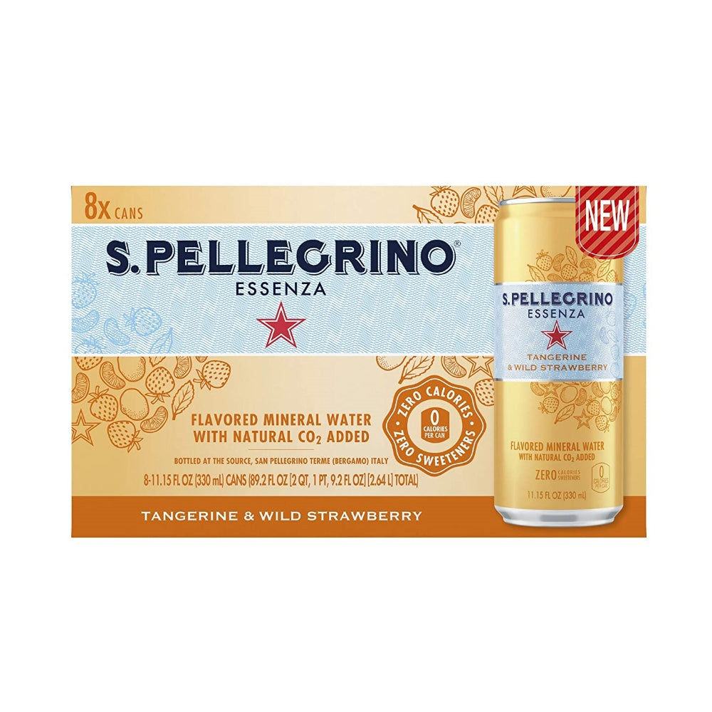 San Pellegrino Tangerine & Wild Strawberry Mineral Sparkling Water 8 pack Cans, 11.15 Fl Oz- theLowex.com