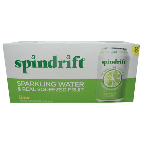 Spindrift, Sparkling Water & Real Squeezed Fruit Lime, 12 OZ (8 pack)