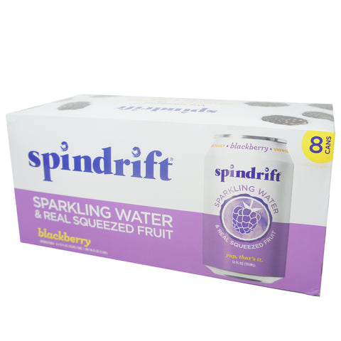 Spindrift Sparkling Water & Real Squeezed Fruit, Blackberry 12 oz (8 pack)