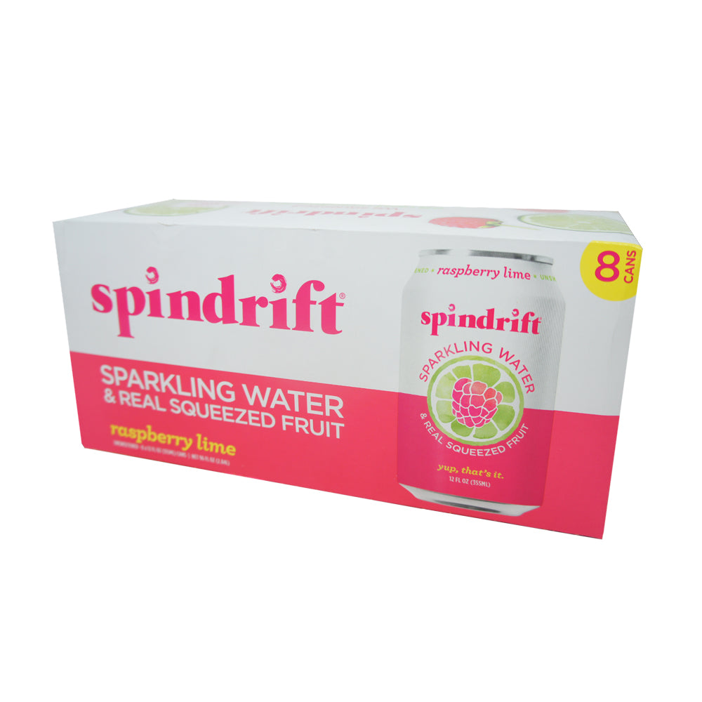 Spindrift, Sparkling Water & Real Squeezed Fruit, Raspberry Lime, 12 oz (8 cans)