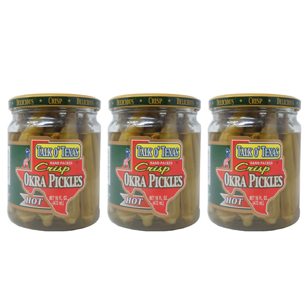 Talk o' Texas, Crisp, Okra Pickles, Hot, 16 oz (3 Pack)
