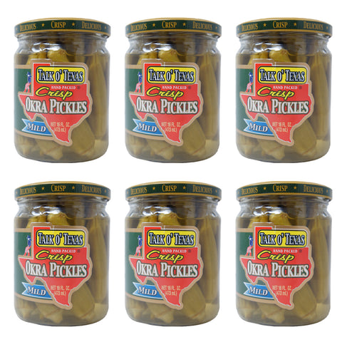 Talk o' Texas, Crisp, Okra Pickles, Mild, 16 oz (6 Pack)