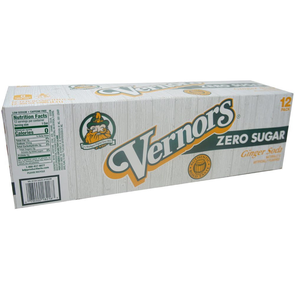 Vernors, Zero Sugar, Ginger Soda 12 oz