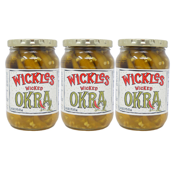 Wickles, Wicked, Okra, 16 oz (3 pack)
