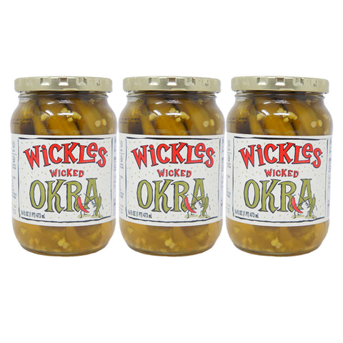 Wickles, Wicked, Okra, 16 oz (3 pack)
