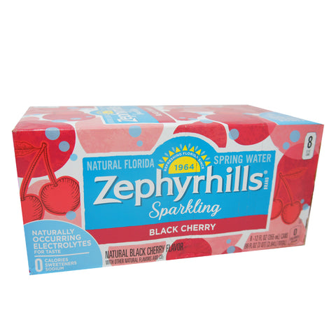 Zephyrhills, Sparkling Black Cherry, Natural Florida Sparkling Water, 12 oz (8 Pack)
