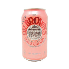 Dr. Brown's Diet Black Cherry Soda, Soda with Other Natural Flavors, Since 1869, 6-Can Pack, 12 FL OZ