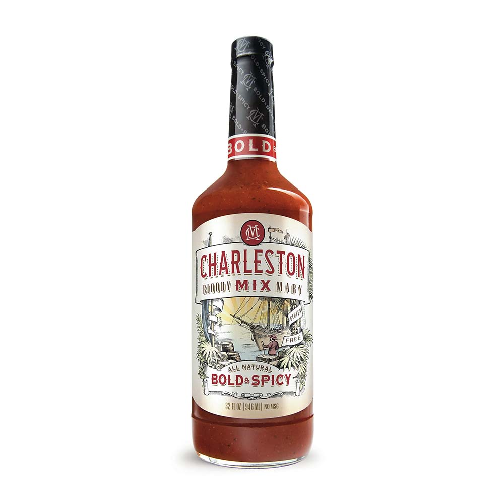 Charleston Bloody Mary Mix, All Natural Drink Mixer, Bold & Spicy, Fresh & Veggie, 32 FL OZ Bottle (946 mL)