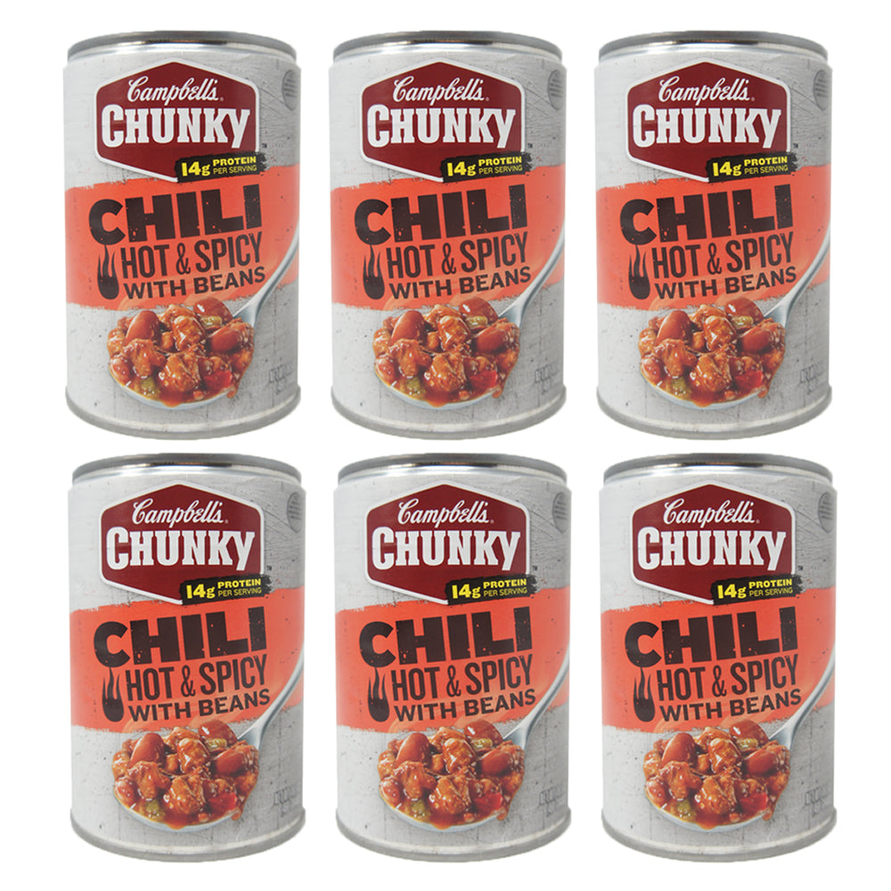Campbelli Chunky, Chili Hot and Spicy With Beans, 16.5 oz (6 Pack)