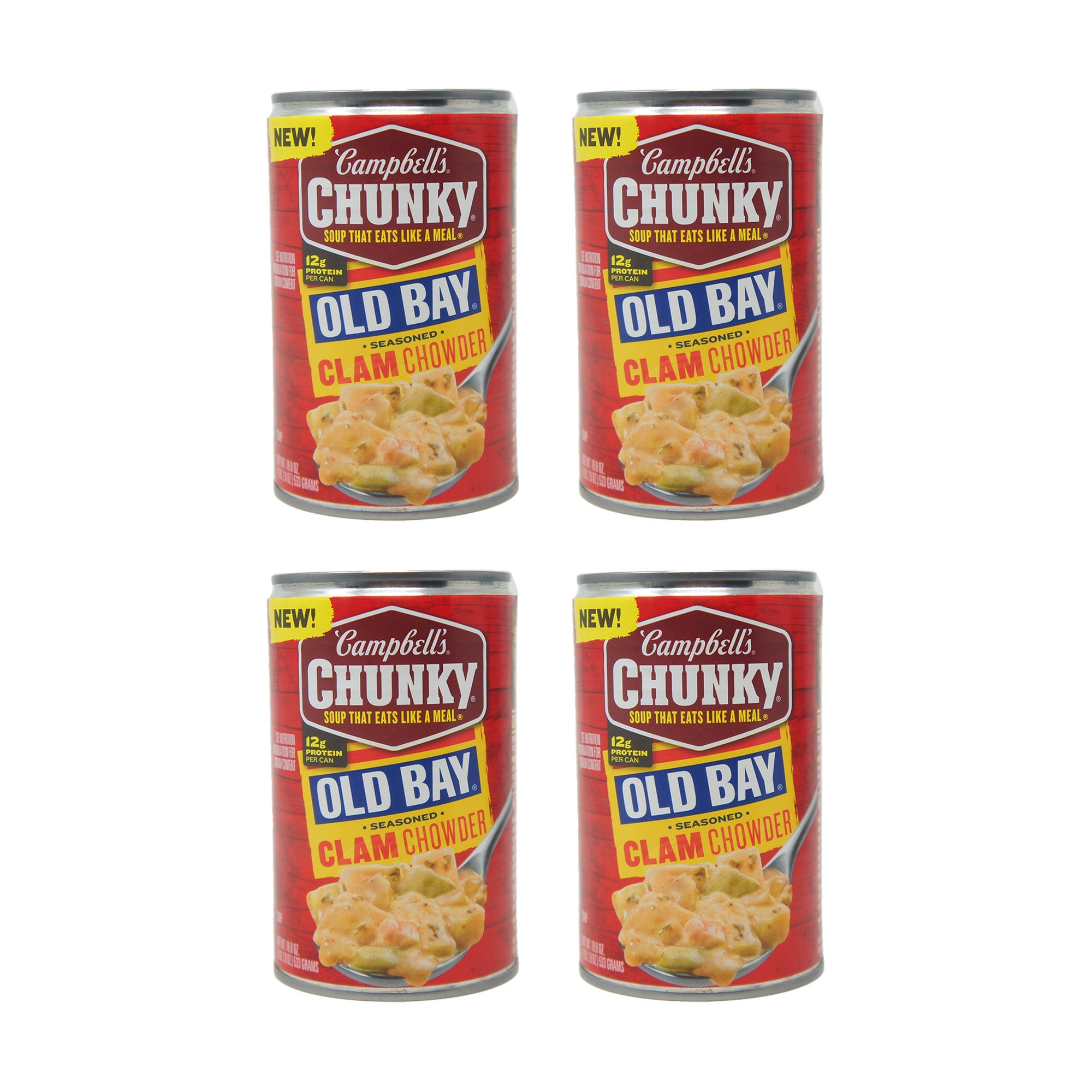 Campbell's Chunky Soup Clam Chowder Old Bay Seasoned, 18.8 oz Can (4 Pack)