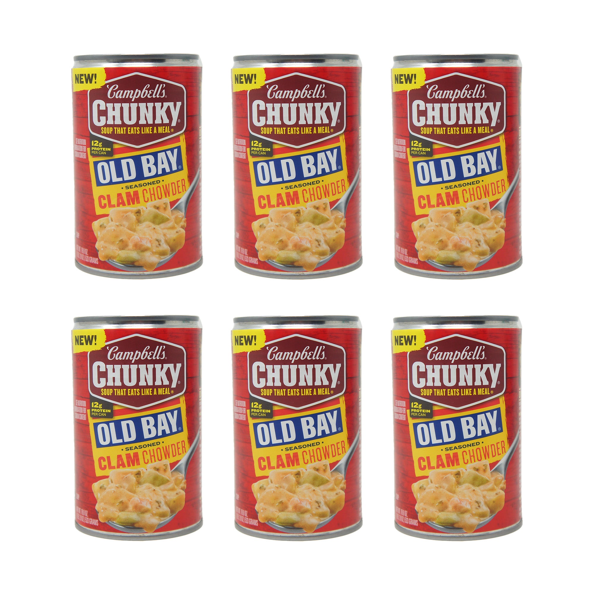 Campbell's Chunky Soup Clam Chowder Old Bay Seasoned, 18.8 oz Can (6 Pack)