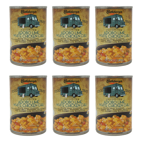 Castleberry's Food Truck Favorites, Abodo Lime White Chicken Chili, 15 oz Cans (6 Packs)